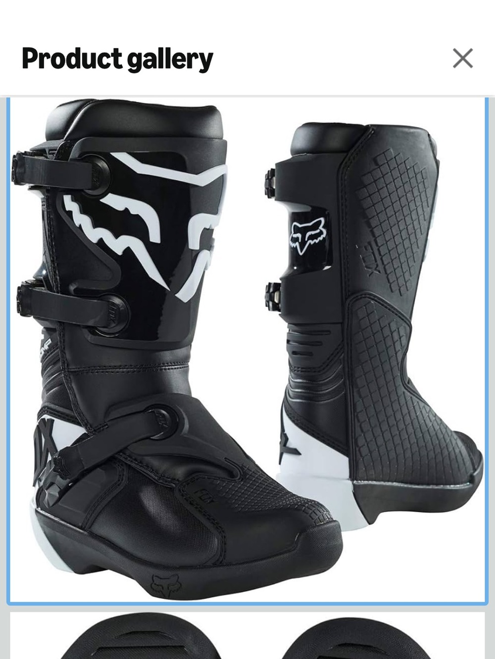 Fox Black and White Kids comp Motocross Boots y5